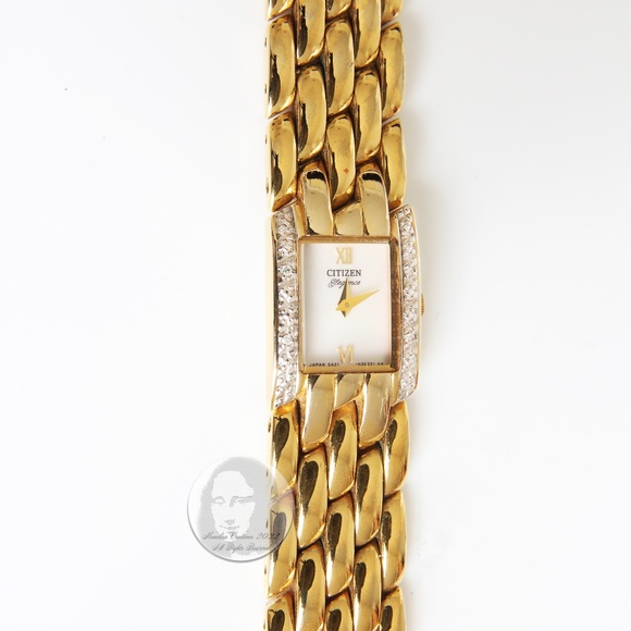Citizen Wrist Watch Gold Metal 16 Diamond Chip Elegance 5421-H21441 Ladies Y2K - Picture 2 of 13